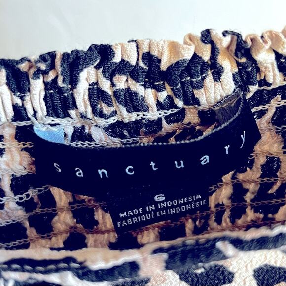 Sanctuary fresh breeze leopard print puff sleeve mini dress smocked size 6 - Picture 3 of 8